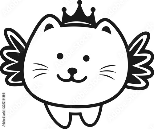 icon of a cat with wings and flying vector illustration