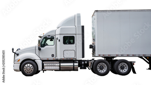 Fényképezés White semi-trailer truck with trailer