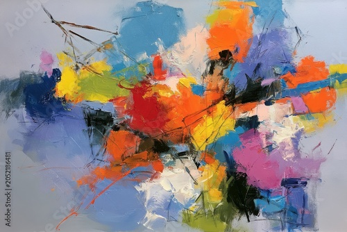 Colorful impasto brushstrokes layering thick pigments across a textured surface in a sharp focus macro shot for contemporary marketing