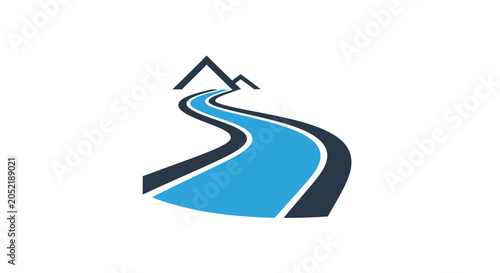 Abstract Mountain River Path Logo