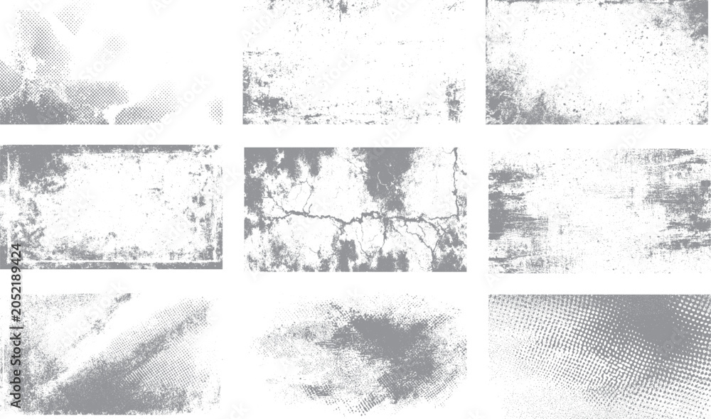 Obraz premium Urban grunge overlay set with rough concrete backgrounds Vintage concrete wall textures with damaged surface detail