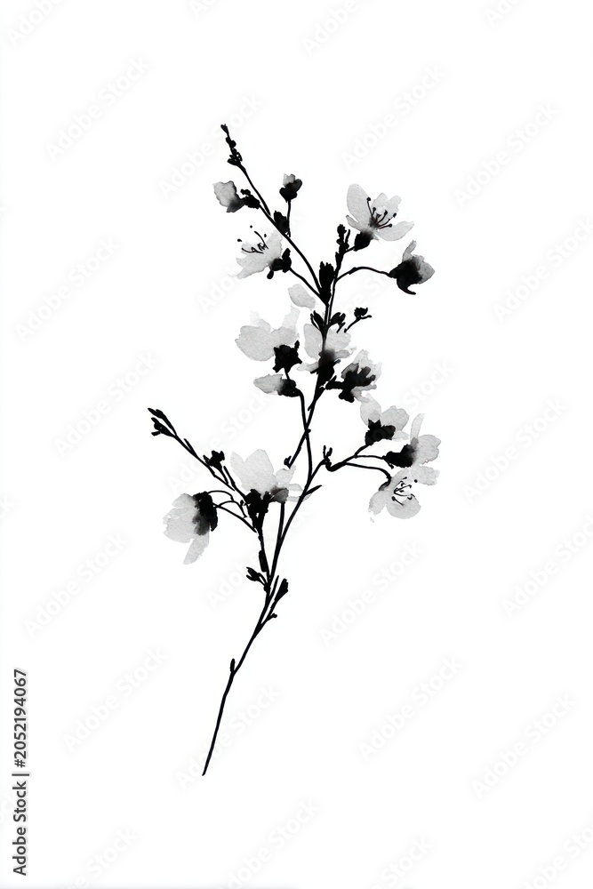 Obraz premium Minimalist floral ink illustration