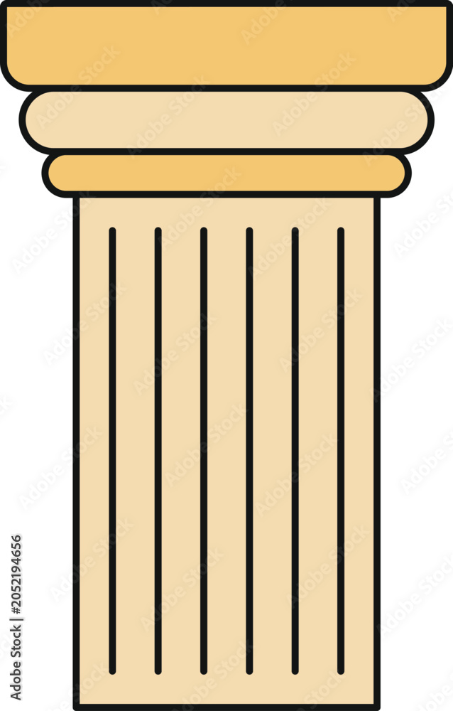 Naklejka premium Doric column icon with fluting and capital standing on a white background