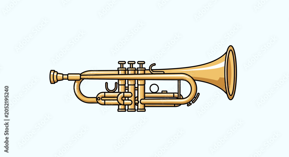 Fototapeta premium Golden Trumpet Musical Instrument Illustration Isolated on White Background