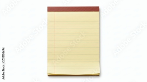 Lined notepad, yellow paper, brown top, office stationery, note-taking pad