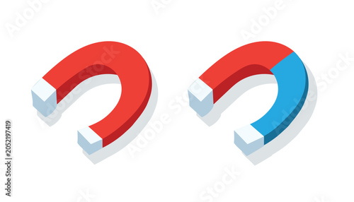 Bild auf Leinwand Isometric Horseshoe Magnets vector illustration