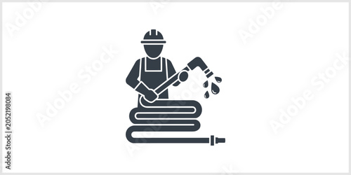 Tableau sur toile Worker With Water Hose Icon