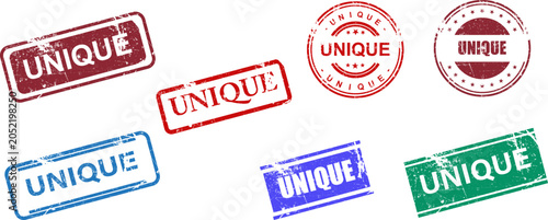 Schilderij op canvas Collection of unique rubber stamps in various colors and shapes