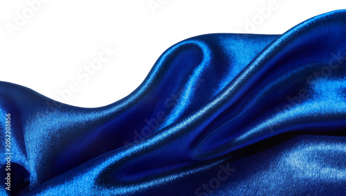 Photography Flowing royal blue satin fabric with soft folds and highlights
