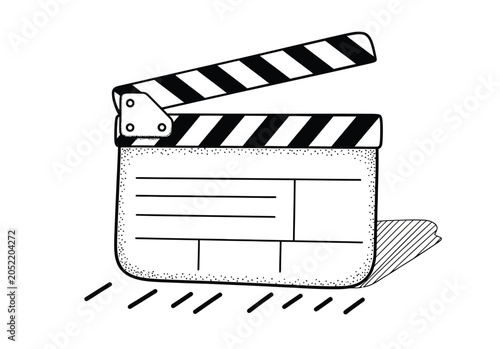 Bild auf Leinwand Film clapperboard open, classic cinema production slate for filmmaking, directing, photography or video recording symbol isolated on white