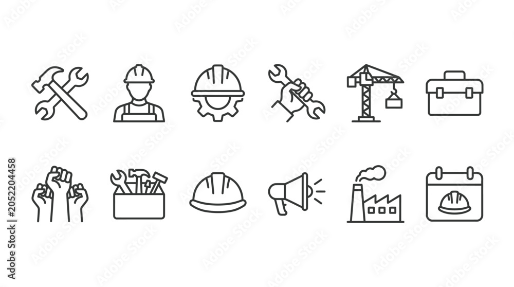 Φωτογραφία Labor icon set. Vector graphic illustration.