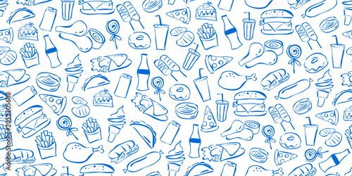 Fast food doodle pattern ab...