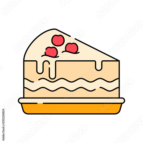 Cake Slice Flat design style sweet dessert slice representing festive treats ideal for bakery menu and holiday themed illustrations 