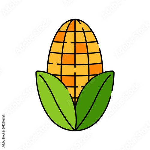 Corn Cob Flat design style fresh corn with green husks representing harvest season abundance ideal for autumn and thanksgiving illustrations 