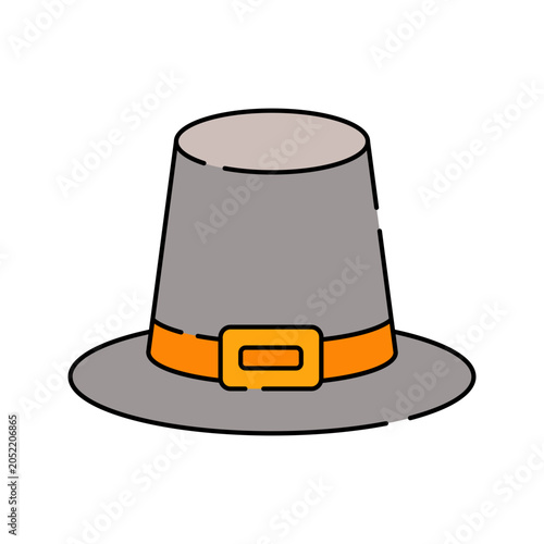 Pilgrim Hat Flat design style traditional pilgrim hat representing thanksgiving heritage ideal for holiday and seasonal themed graphics 