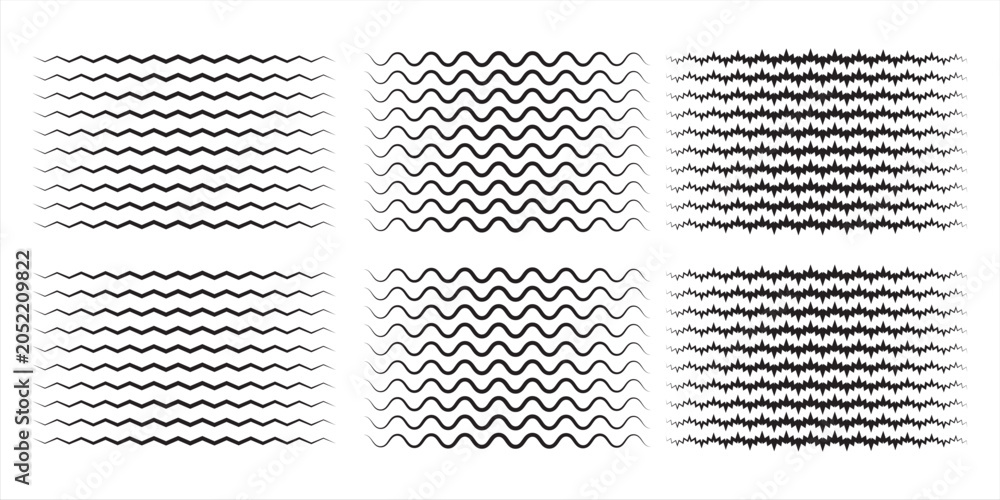 Schilderij op canvas Wave line and wavy zigzag pattern lines
