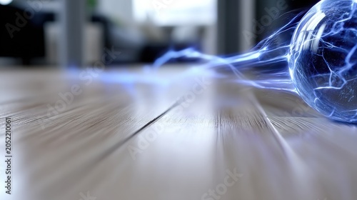 A blue sphere with a lightning bolt effect on it.
