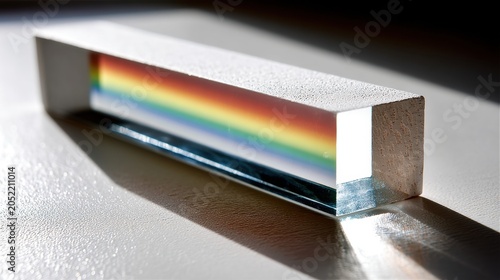 A prism with a rainbow pattern.