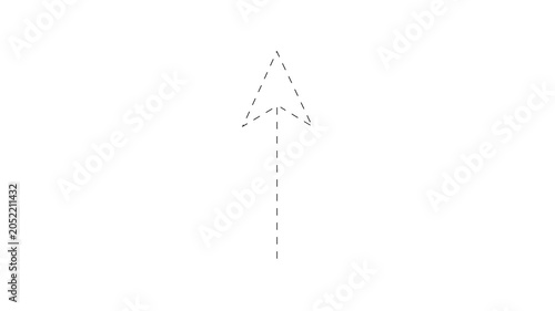 animated dotted arrow path growing upward on white background.