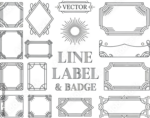 Konstfotografi Art deco, labels vector set, geometric badge and border symbols for elegant packaging logo and branding graphics