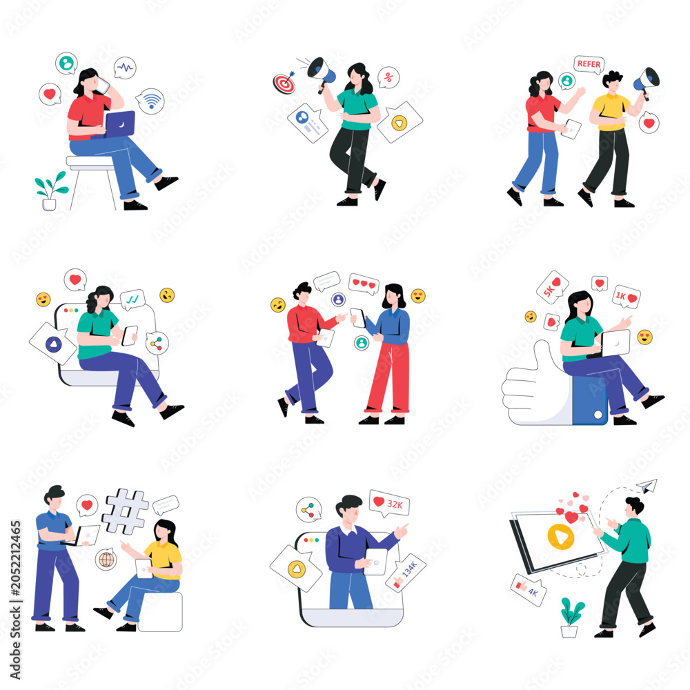 Fototapeta premium Social Media vector illustration set 03