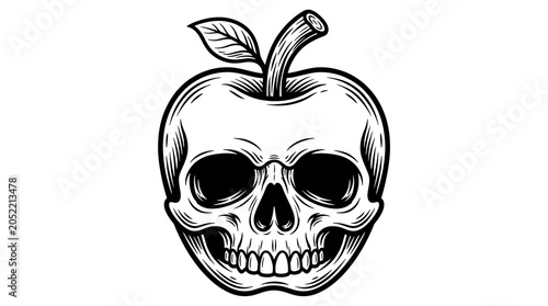 Celebrate halloween with spooky apple skull illustration