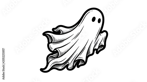 Spooky ghost illustration to celebrate halloween with a fun and playful cartoon character