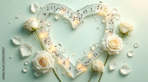 Elegant floral music card with blank copy space