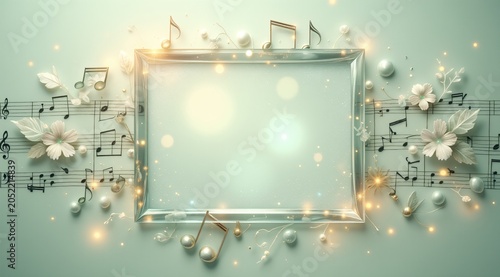 Elegant music themed translucent card with copy space