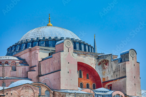 Konstfotografi Exterior View of the Holy Hagia Sophia Grand Mosque on a sunny day in Fatih dist