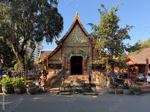 Viharn facade of Wat Buppharam temple in Chiang Mai