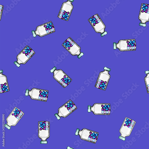 Canvastavla seamless pattern healthcare antibiotic pills cartoon