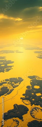 Yellow Sea's vast expanse of water and wetlands, expanse, wetlands