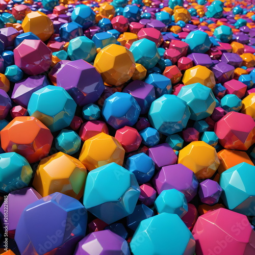 Abstract background featuring a collection of vibrant multicolored 3D spheres