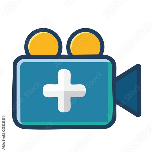 Flat design camera icon with plus sign