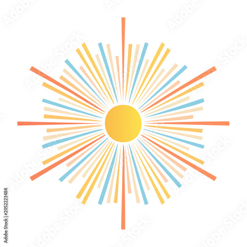 Minimalist sunburst illustration with vibrant colors