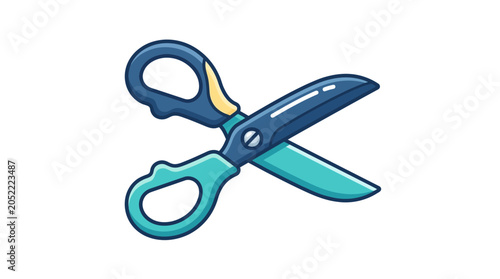Blue and Teal Cartoon Scissors Icon