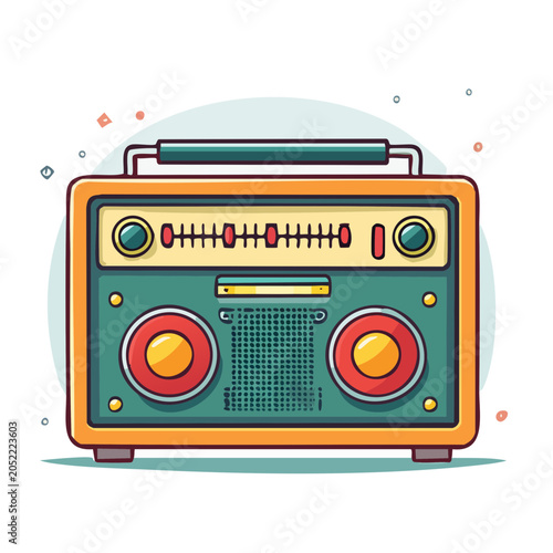 Retro green boombox with speakers and knobs