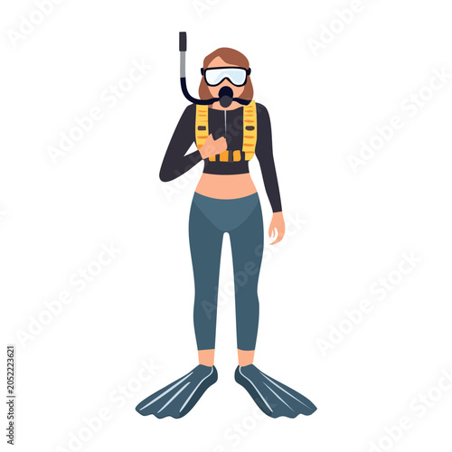 Scuba Diver in Full Gear Illustration