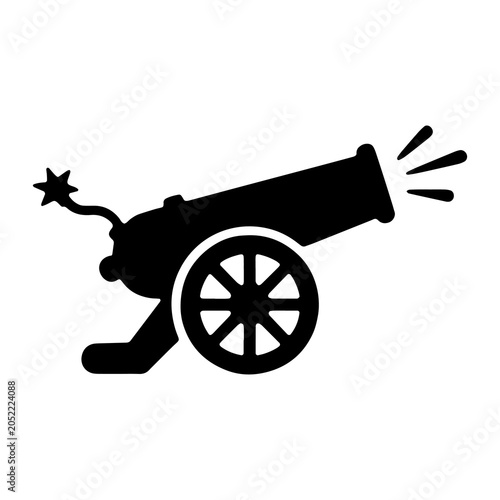 Fotografija Historical cannon illustration silhouette with artillery military silhouette iso