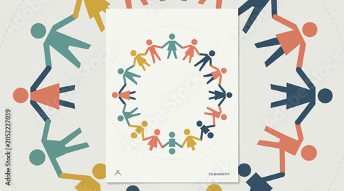Diverse Group of People Holding Hands in Circle.