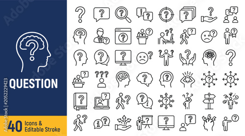 Cuadro en lienzo Question web icons in line style