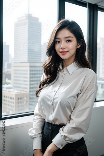 Confident Professional Businesswoman in Modern Office with Copy Space, Corporate Lifestyle Portrait