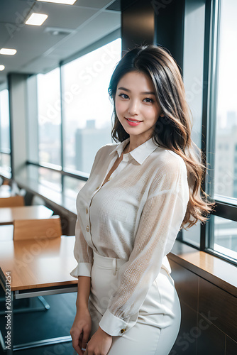 Confident Professional Businesswoman in Modern Office with Copy Space, Corporate Lifestyle Portrait