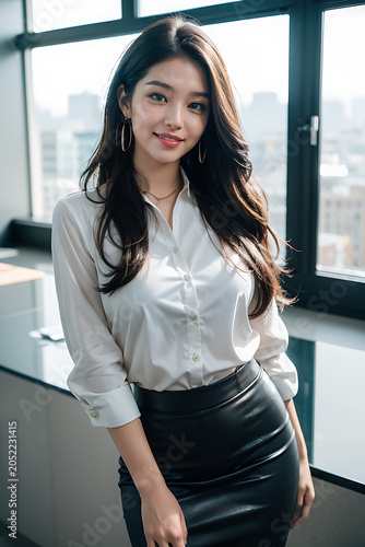 Confident Professional Businesswoman in Modern Office with Copy Space, Corporate Lifestyle Portrait
