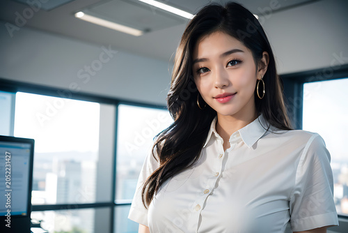 Confident Professional Businesswoman in Modern Office with Copy Space, Corporate Lifestyle Portrait