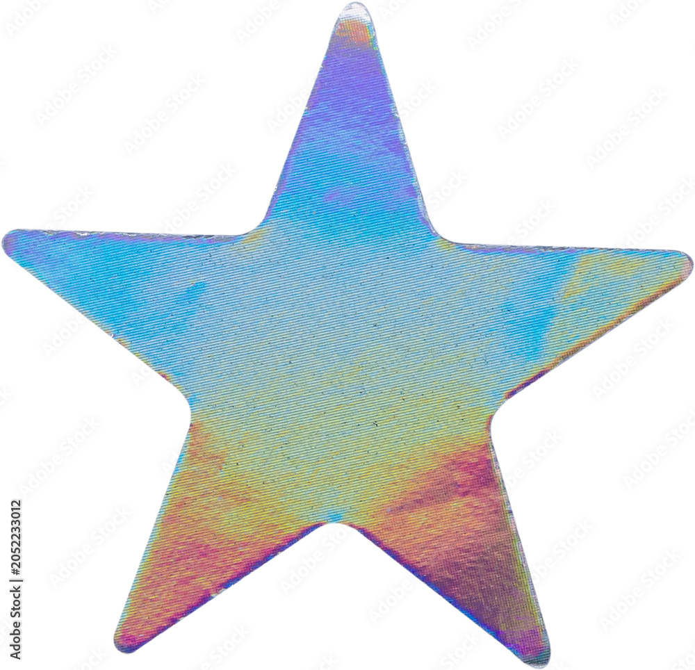 © Kwangmoozaa - Holographic star sticker with iridescent foil texture isolated on white background