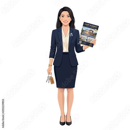 Real Estate Agent with Keys and Brochure