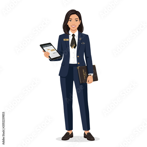 Professional Woman with Tablet and Binder