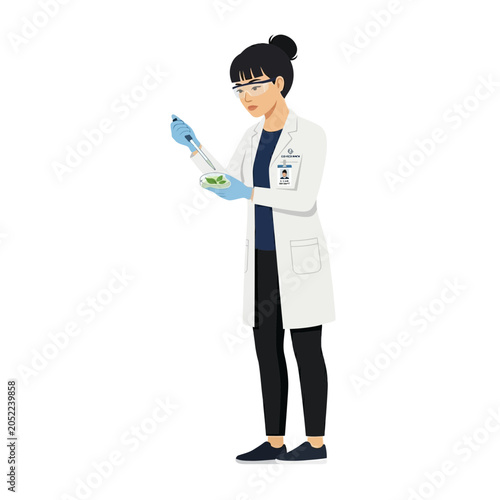 Scientist conducting experiment with plant sample
